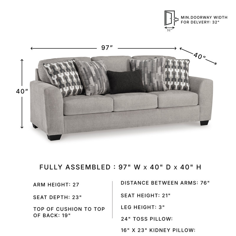 Kermon Upholstered 97'' Sofa