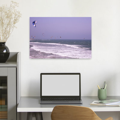 Kite Surfers Over The Sea Waddell Beach Waddell Creek Santa Cruz County California Usa Contemporary Beach Art
