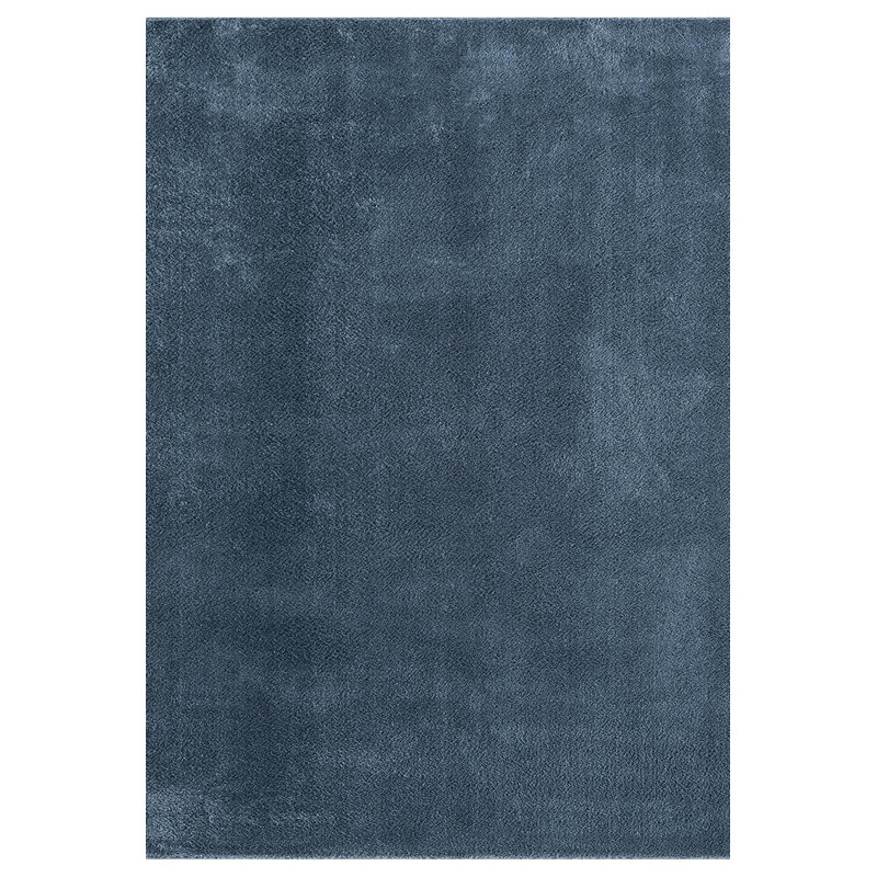 Taeler Washable Modern Living Room Rug Polyester Plain - Anti-Slip Felt Backing Carpet Bedroom-Hallway, Navy