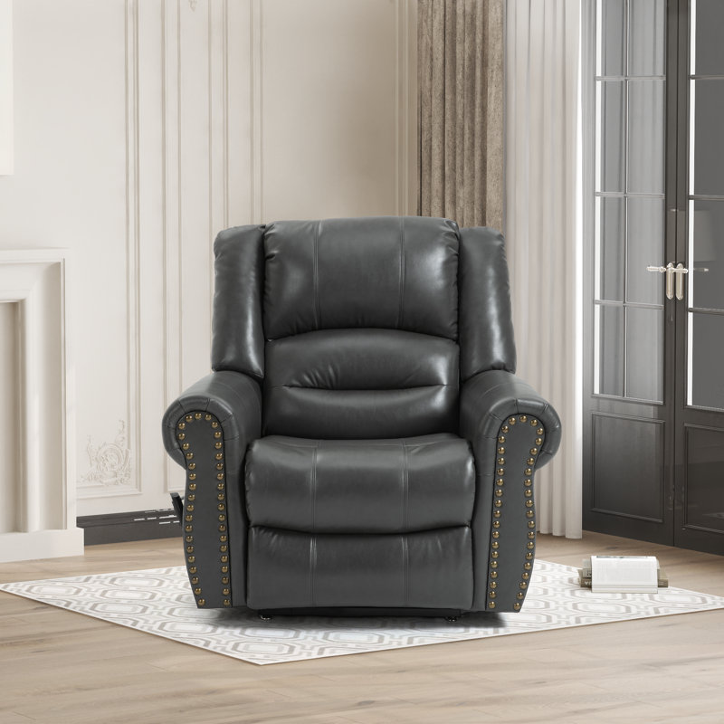 Fauteuil inclinable électrique en cuir Kyrian, Similicuir gris
