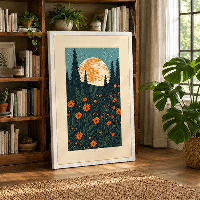 Golden Sun Over Wildflowers Botanical - Wrapped Canvas