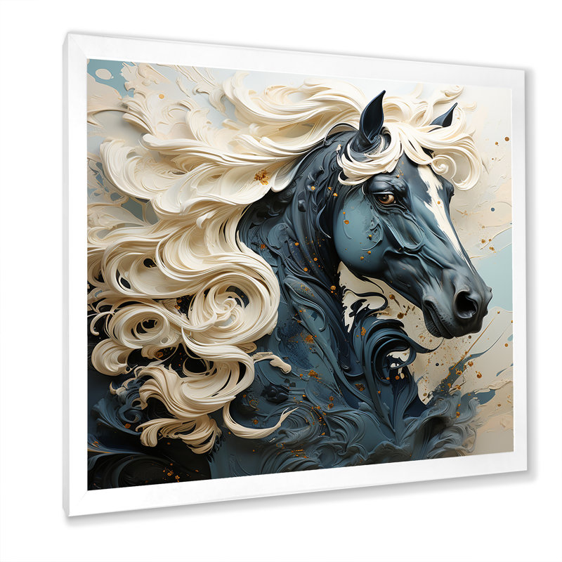 Fantaisie cheval féminin sur toile, Cadre simple blanc, H 30 po x l 30 po x P 1 po