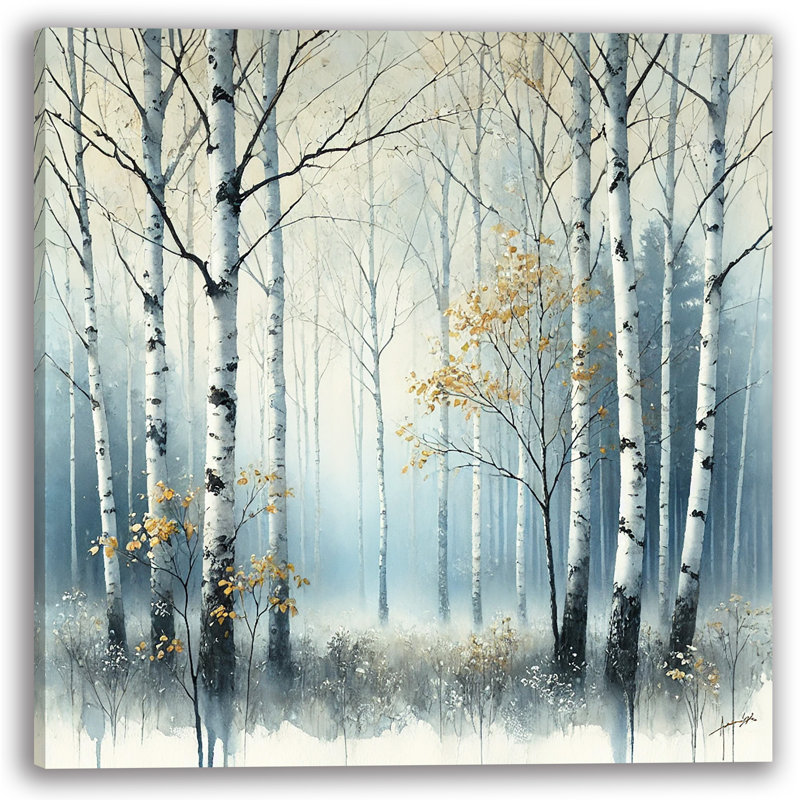 Serene Birch Forest Art - Autumn Gold Leaf Canvas, H 40 po x l 40 po