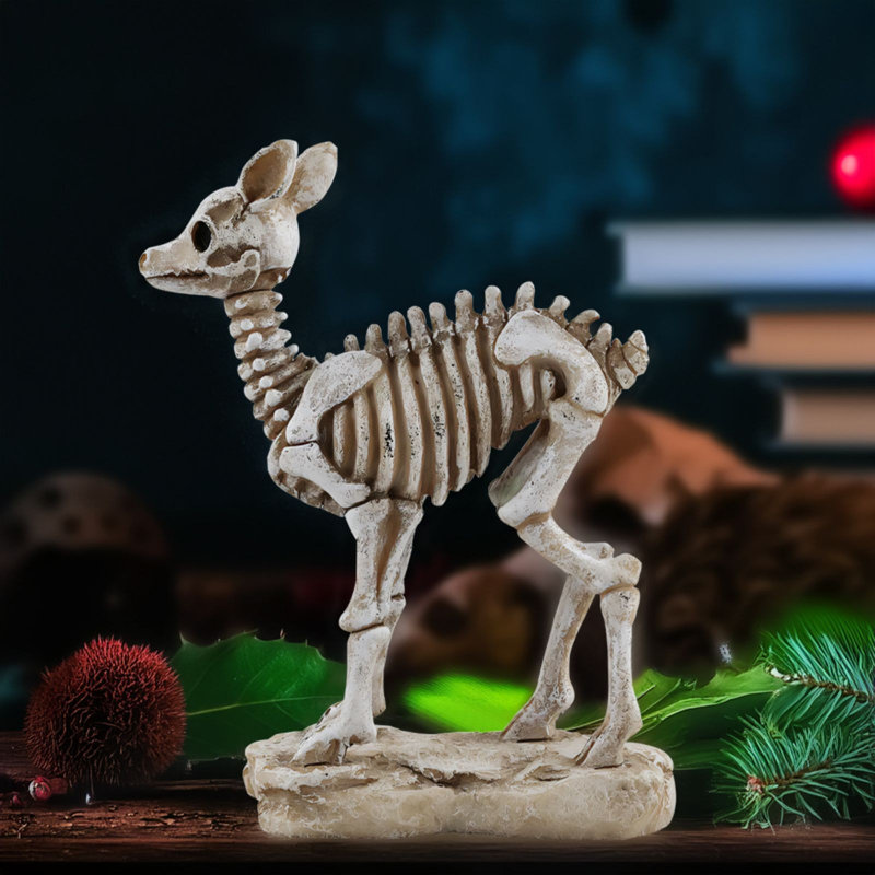 Décoration squelette de cerf d'Halloween décoration de maison en résine, 3.15" H x 5.12" W x 6.3" D