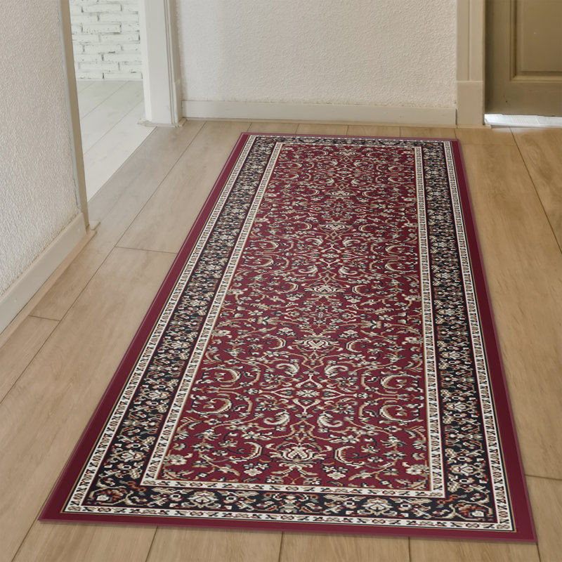 Noble Traditional Floral Red/Burgundy Area Rug, Runner 2'2" x 8'