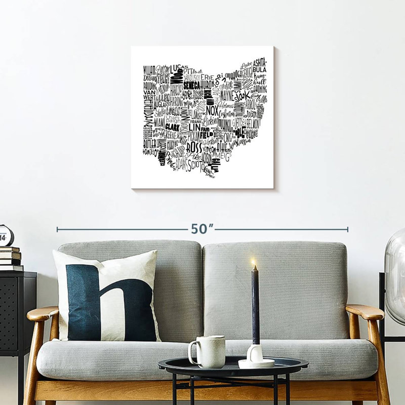 Carte de Aliaz, Ohio, typographie, H 24 po x l 24 po
