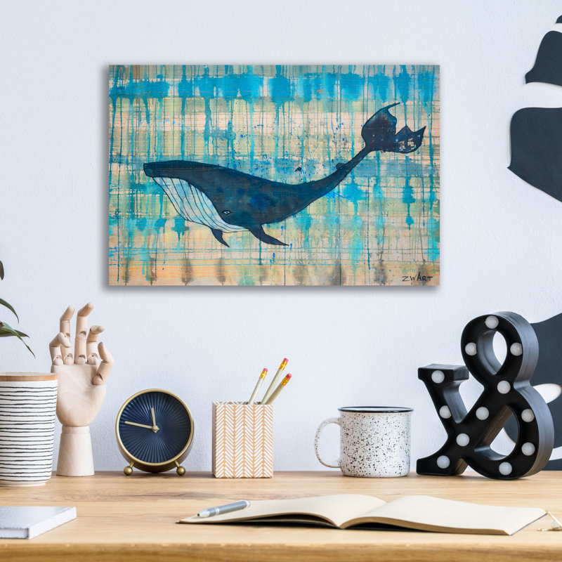 «Black Whale» par Zwart, art mural en verre acrylique, H 12 po x l 16 po x P 0,13 po