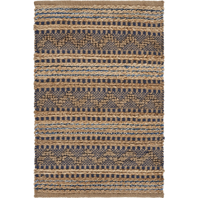 Navy Jute Rug, Geometric Jute Rug, Heavy Duty Area Rug, Natural