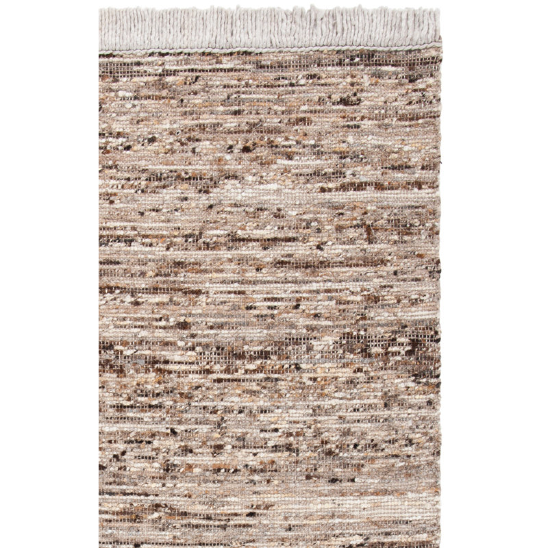 Tapis ivoire / brun en laine / coton tissé à la main Abbie-Jai Natura, Rectangle 4 pi x 6 pi