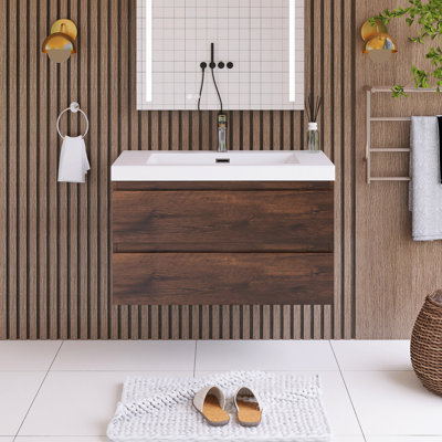 Meuble-lavabo simple 36 po avec plateau en résine Monja