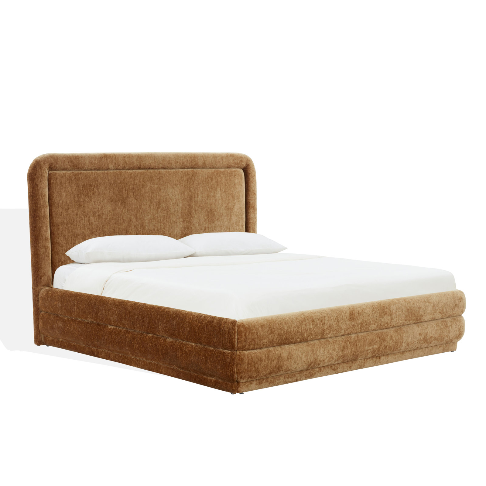 Chenille Upholstered Bed, Amber, Queen