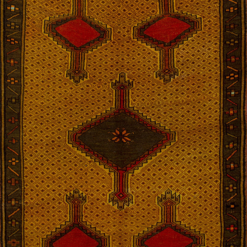 Yellow Vintage Traditional Wool Runner - 5'1" x 13'2"