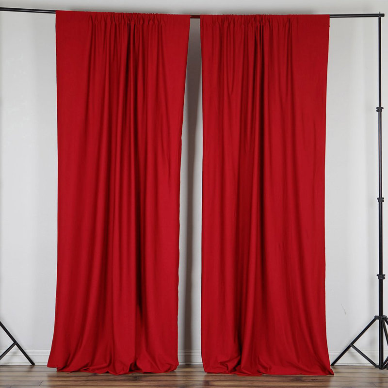 Antion Semi Sheer Curtain Single Panel, Red, 56" x 96"