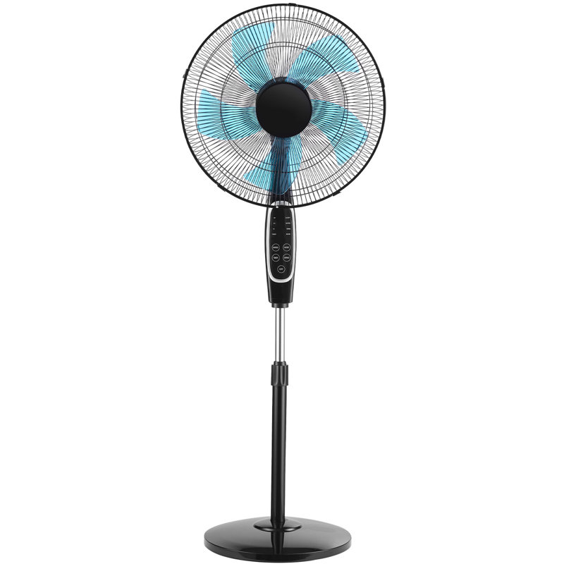 Ventilateur sur pied 18 pouces, ventilateur sur pied 2700 CFM avec télécommande, 9 vitesses et 3 modes, hauteur réglable oscillante, moteur à courant continu silencieux à 5 pales pour la maison, la chambre à coucher, le garage, l'atelier, noir