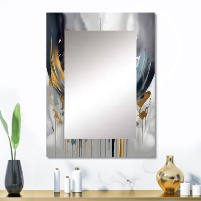 Shapes And Lines Abstract Marble III - marbre, miroir mural unique, art doré