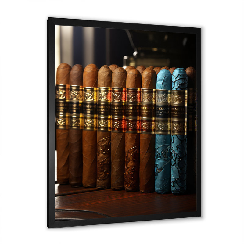 Carnanee Cuban Cigars Golden II sur toile, Cadre photo noir, H 20 po x l 12 po x P 1 po