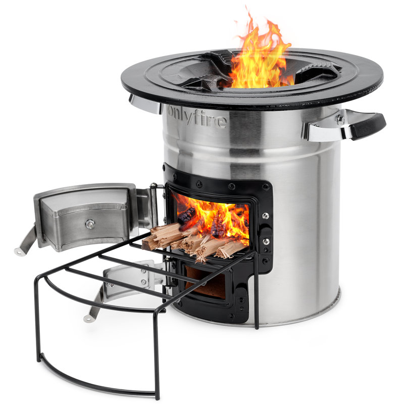 Portable Camping Rocket Stove, Stainless Steel