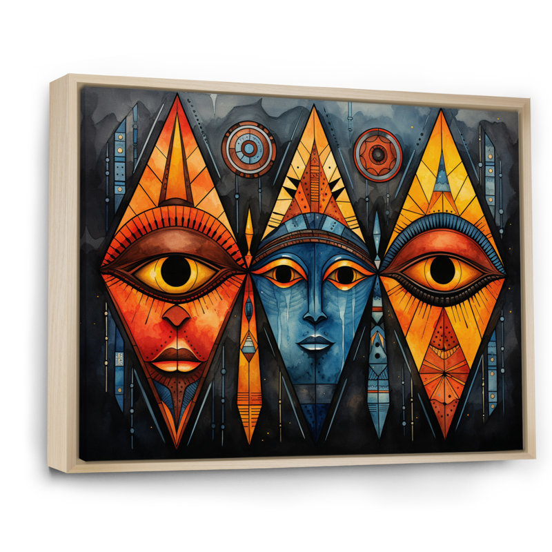 Motif tribal africain II sur toile, H 12 po x l 20 po x P 1 po, Cadre naturel flottant