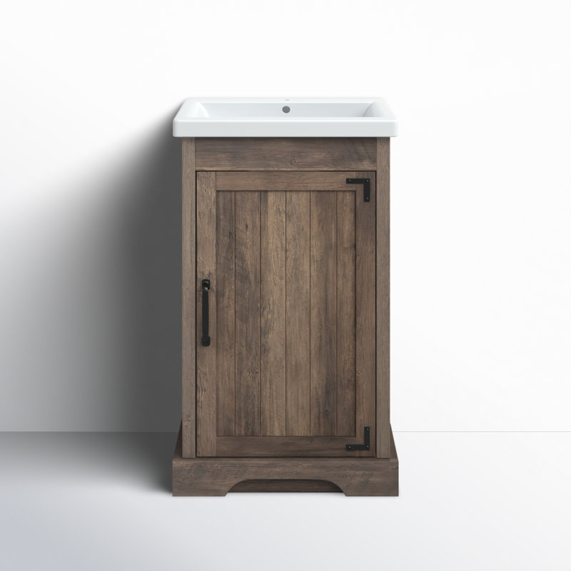 Cayden 20'' Single Bathroom Vanity with Ceramic Top, Canella Brown