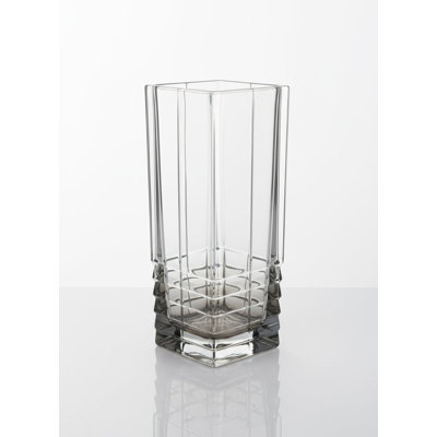 Square Vase with Diamond Cut and Smoked Shade on Bottom