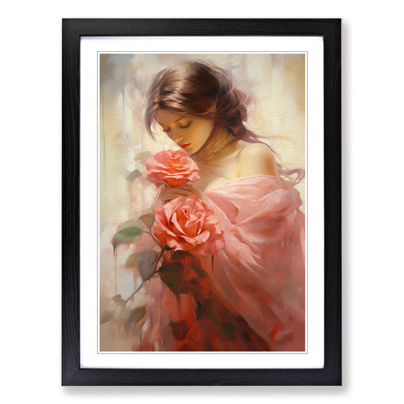 Rose Romanticism No.3 - Single Picture Frame Print on Wood, Black Framed, 34cm H x 25cm W x 2cm D