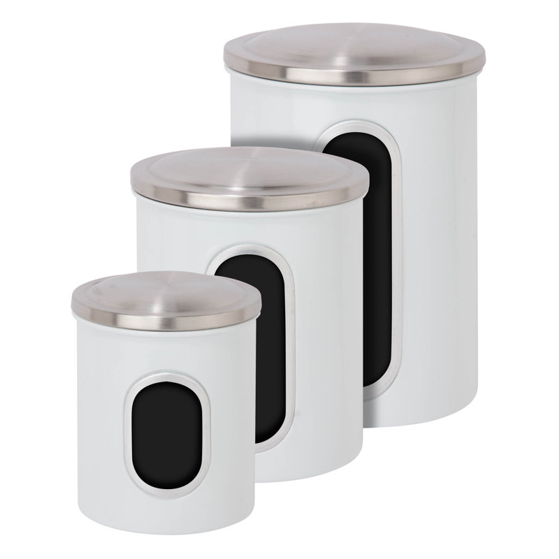 Metal Canister - Set of 3, White