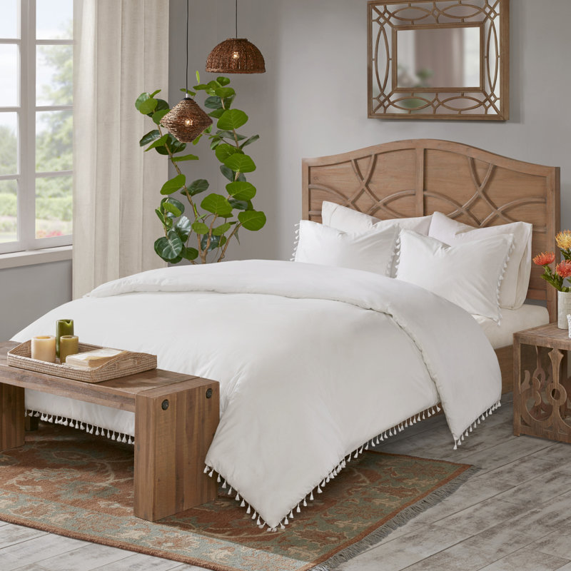 Lillian Casual Cotton Duvet Cover, Full/Queen + 2 Shams, Ivory