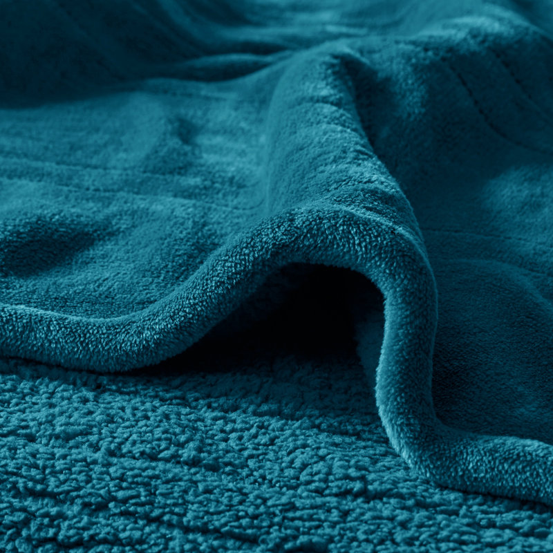 Twin Blue Reversible Plush Heated Blanket