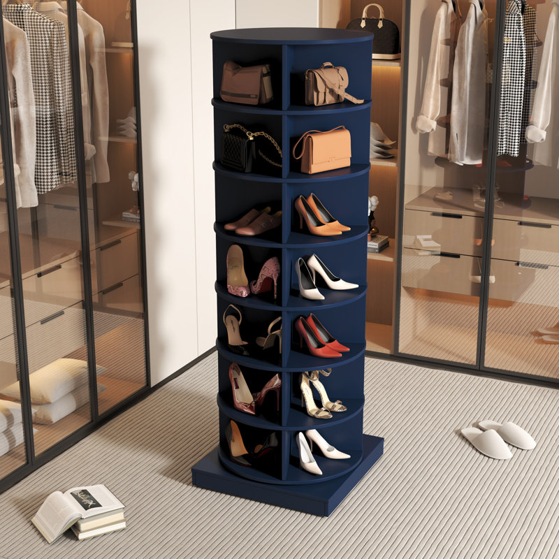360 Rotating Shoe Cupboard, 7 Layers, Navy Blue, 28 Pairs, Space Saving, Home Sheen 7-Layer Shelf Cabinet, Simple Assembly, Style Maker