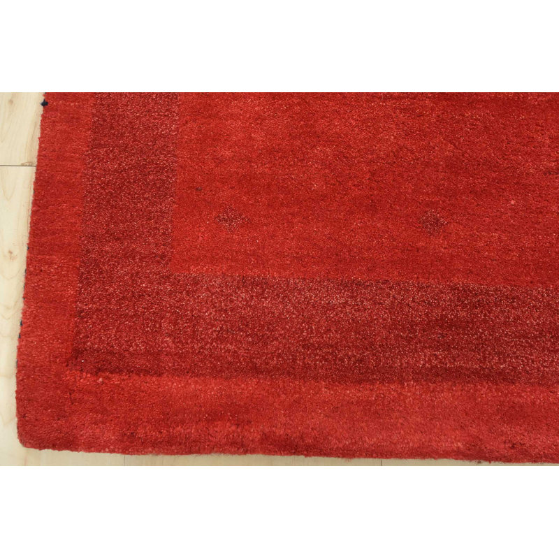 Tapis rouge en laine noué à la main de conception unique 3 pi x 5 pi 5 po