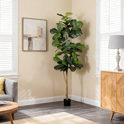 7ft Luxury Fiddle Leaf Fig Tree In Pot - 84" Premium Lifelike Artificial Tree For Living Room, Office, Or Lobby | Stunning Realistic Greenery, Maintenance-Free & Effortlessly Elegant | Durable, Easy Assembly