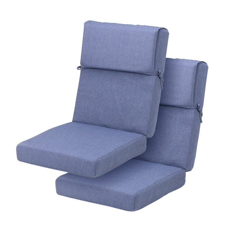 4.1" Outdoor Seat / Back Cushion, Set of 2, Chambray Blue