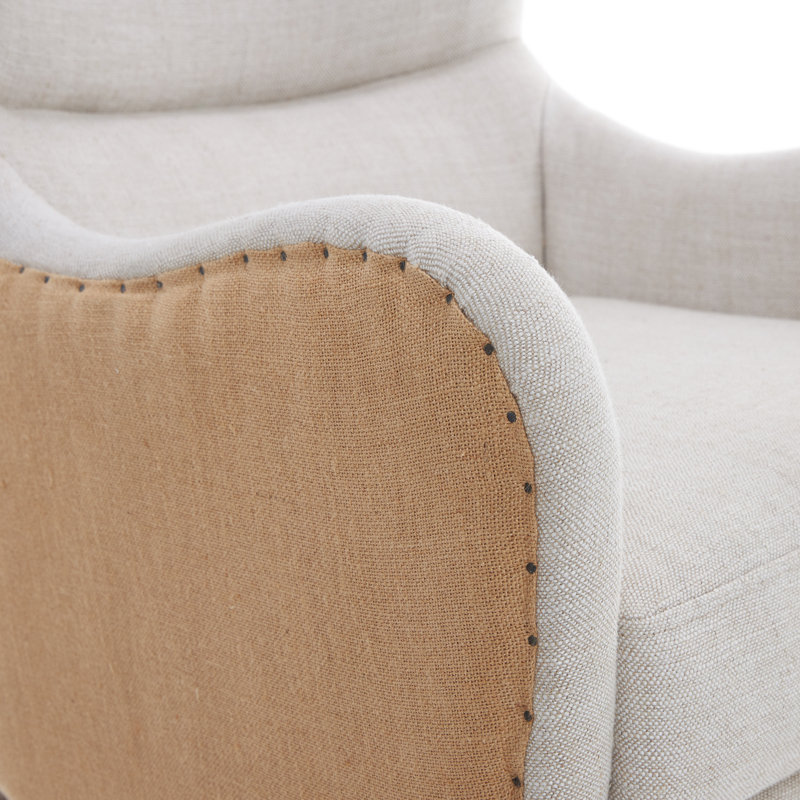 Elle Decor Wingback Upholstered Accent Chair, Two-Toned Beige