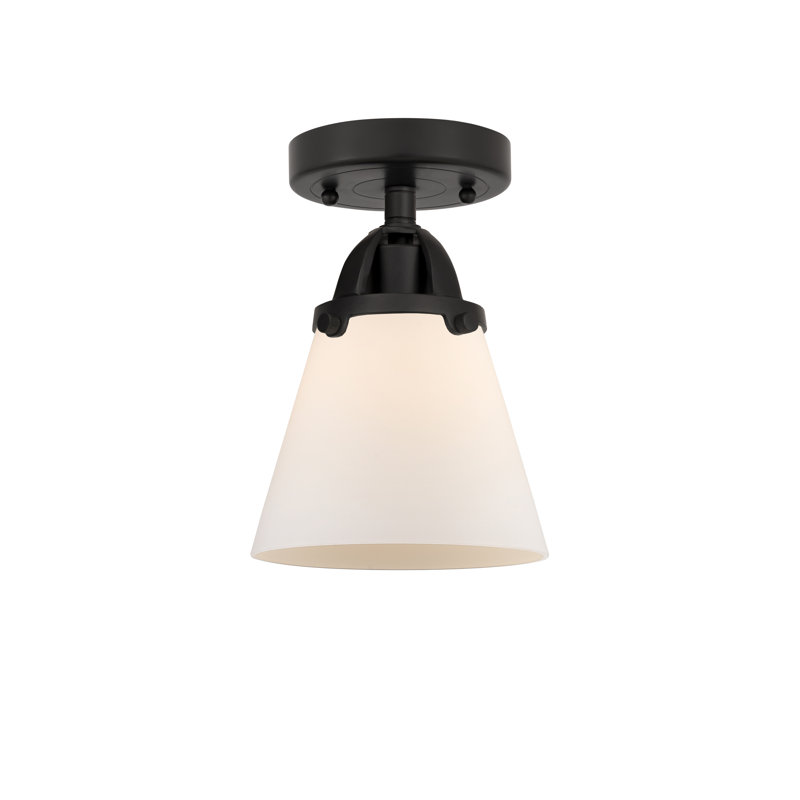 Plafonnier semi-encastré en verre à DEL, Blanc mat, H 9,25 po x l 6,25 po x P 6,25 po, Noir mat