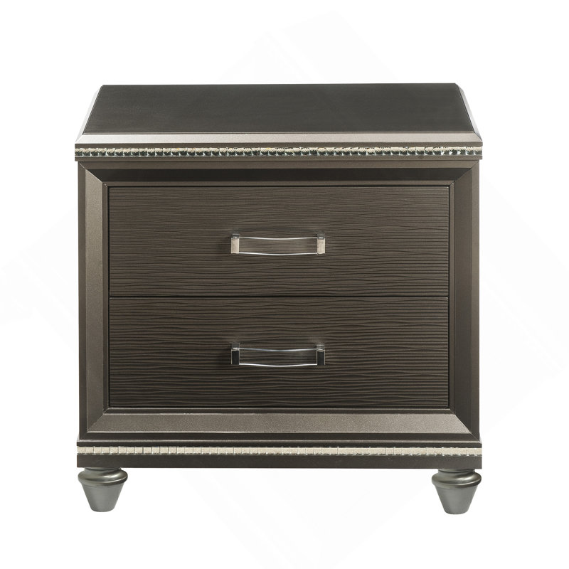Table de chevet 2 tiroirs champagne foncé