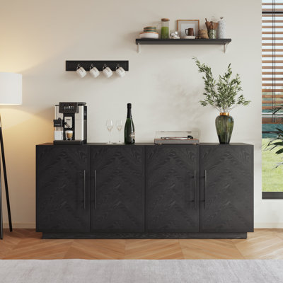 Buffet large noir à 4 portes