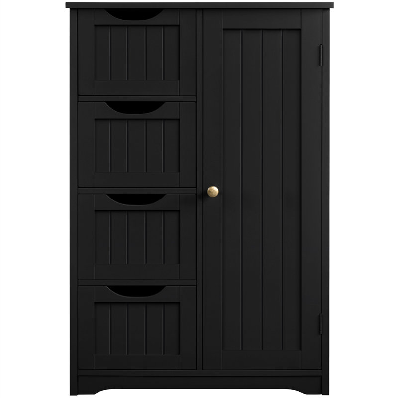 Modern Freestanding Bathroom Cabinet, Matte Black