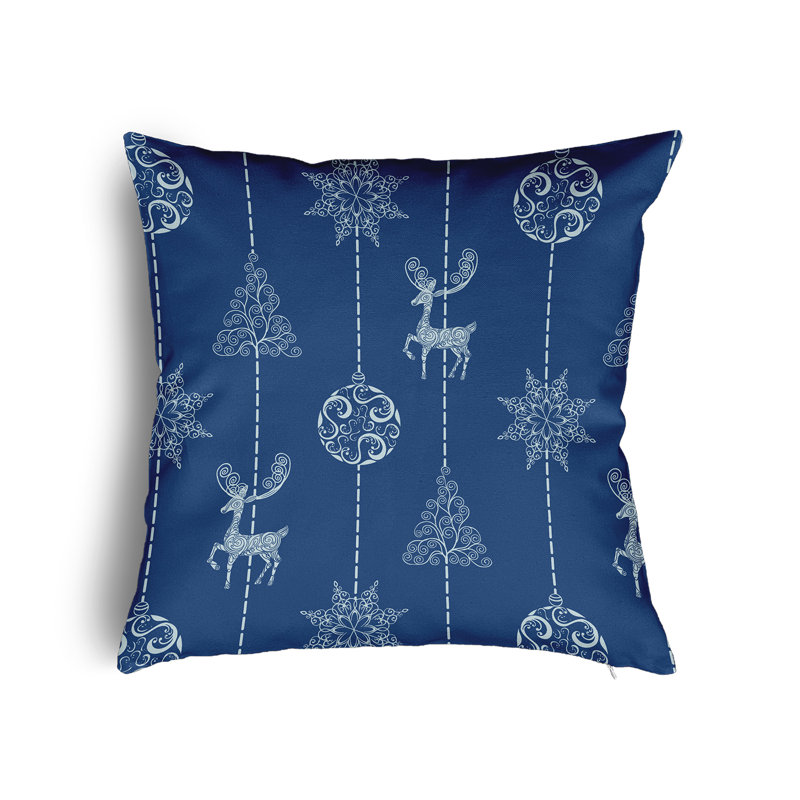 Christmas Lines Accent Pillow with Insert, 16" H x 16" W, Blue