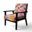Chaise d'appoint abstraite - motif de corail bleu avec accoudoirs-1520649767