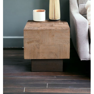 Table de bout carrée en bois massif brun 22 po Lefancy