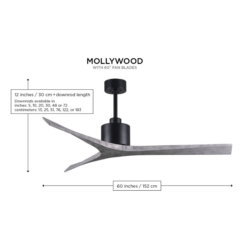 Mollywood - 42" Ceiling Fan - Textured Bronze Finish - Matte Black Blades, Matte White, 42", Matte White