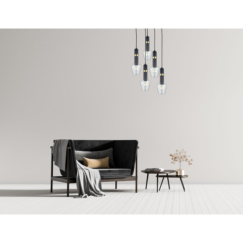 Kirti 5 - Light Cluster Pendant, Black/Gold
