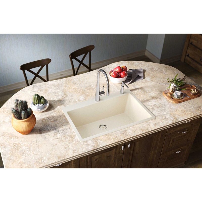 Quartz Luxe 33" L x 21" W Drop-in Kitchen Sink, Parchment