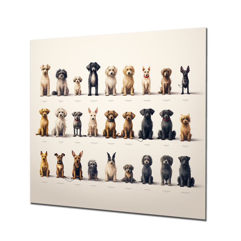 «Grey Childrens Dog Nursery Patter I», reproduction d'art mural en métal fractal, H 16 po x l 16 po