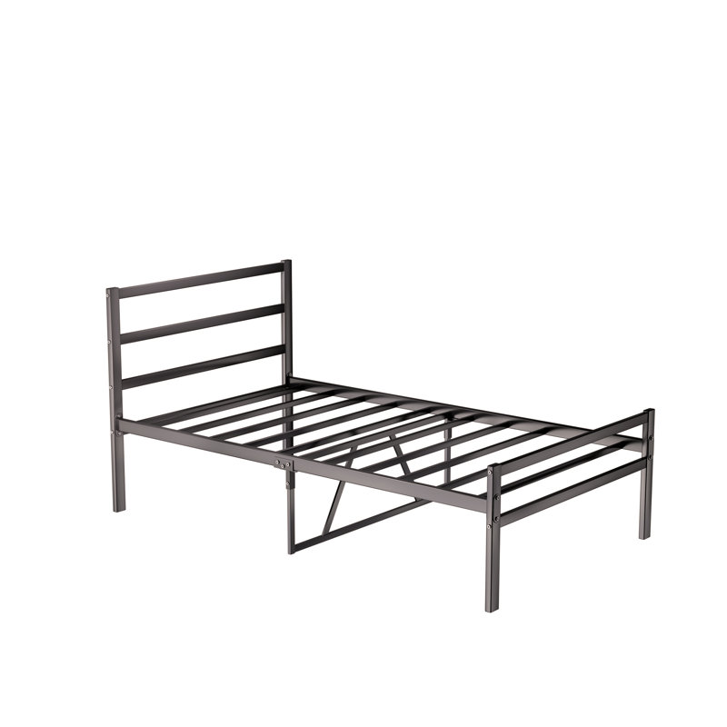 Structure de lit plateforme en métal avec tête de lit, structure en métal robuste, aucun sommier requis