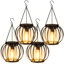 Lanternes solaires d'extérieur imperméables à l'eau, lanternes suspendues en métal à lumières solaires d'extérieur, lanterne suspendue d'extérieur marche / arrêt automatique pour décoration de jardin