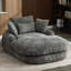 Canapé-lit en chenille 56,7 po gris, sans assemblage, siège profond avec coussins-1139630445