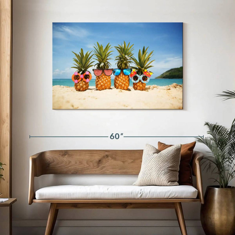 Yarlin Summer Beach Pineapples, 30" H x 45" W