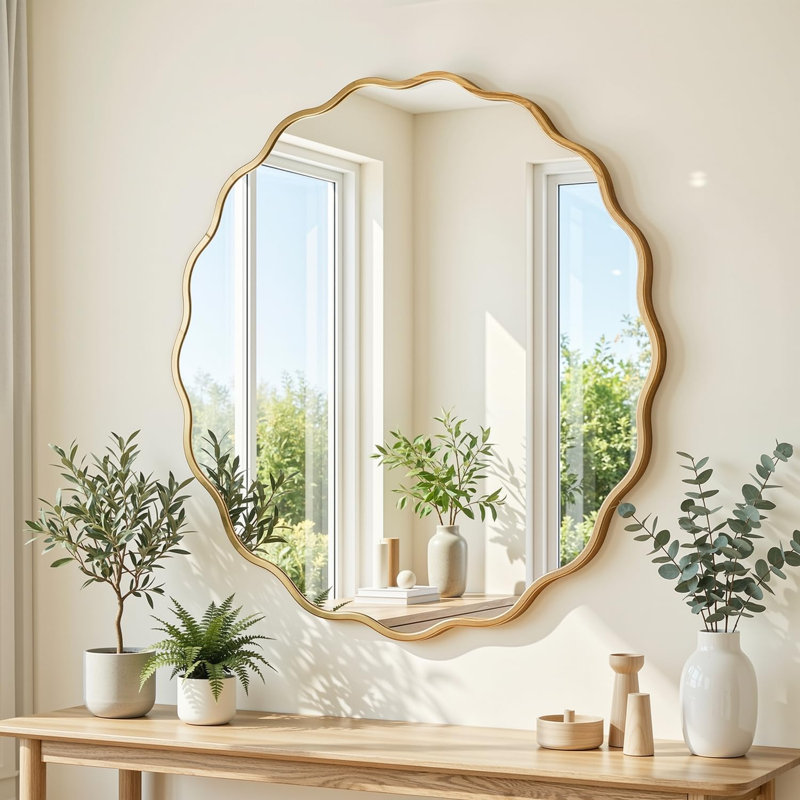 Metal Round Mirror, Gold