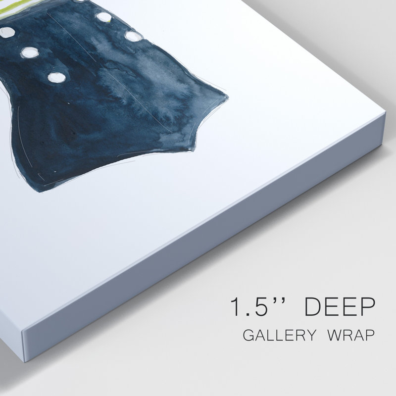 Rétro maillots de bain I - peinture sur toile tendue, H 12 po x l 8 po x P 1 po